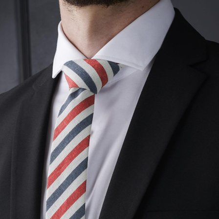 Cravată cu dungi roșii și albastre pentru bărbați - Cravate înguste