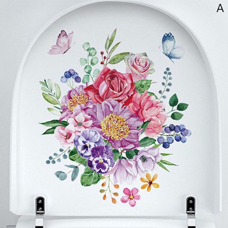 WC-klistremerker Toalett Blomster Veggklistremerke for Baderom Toalettlokk
