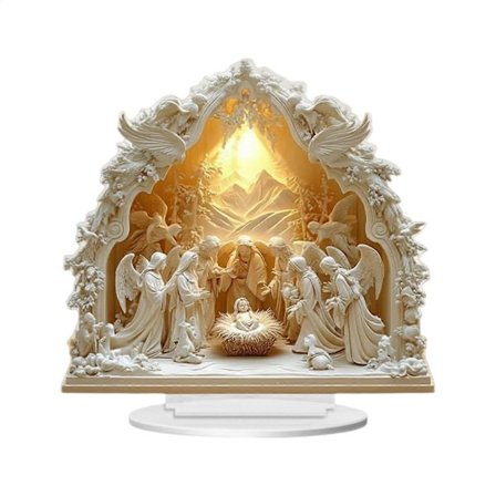 Seimi Pöytäkoriste Sisätiloihin 2D Akryyli Jeesus Joulukoristeet Kristilliseen Juhlaan[D]