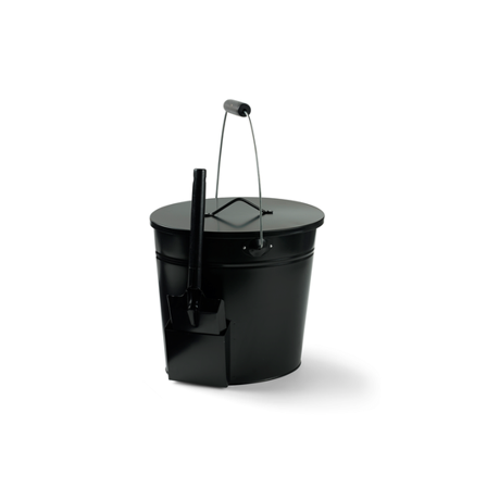 INVITE ASKEBØTTE SORT METALL MED SPADE 15,6L