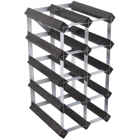 Traditional wine rack Black Ash -viinipulloteline, 12 pulloa