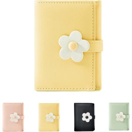 Tyttöjen ja naisten lompakko, kolminkertainen kukkaro, käteistasku (keltainen)