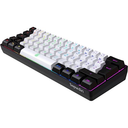 Gamingtangentbord 60% QWERTY Svart/Vit Trådbunden RGB Bakgrundsbelyst Gamingtangentbord med 61 Tangenter
