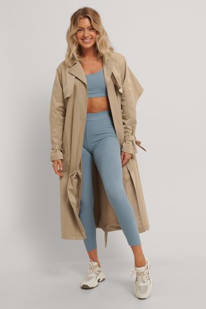 NA-KD Basic Collants Côtelés Doux Taille Haute - Leggings - Bleu - X-Small