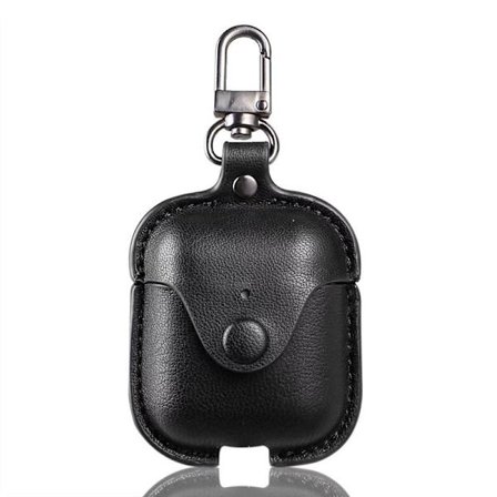 Leather Case for AirPods with Keychain, Portable Vintage Premium Leather Shockproof Protective Case for AirPod Earphones Charging Case -