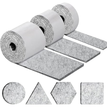 Selvklæbende filtpude - Møbelglider 3 ruller (100 * 10cm+100 * 5cm+100 * 2cm) - 4mm tyk pude til stol