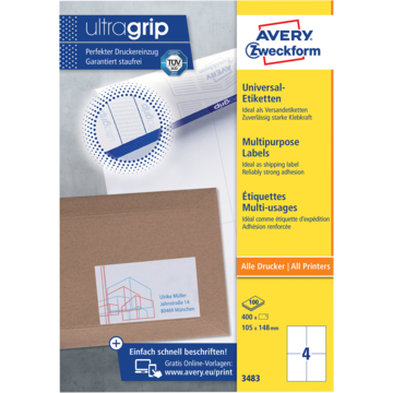 Etikett Hvit 105x148 mm