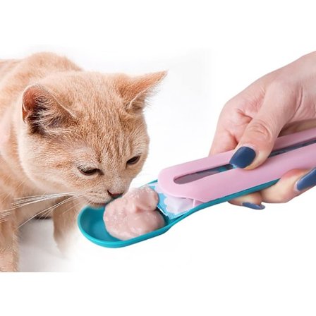 Kat våd godbid dispenser ske, Godbid presse ske, Foder & Vandingsartikler Våd Kattefoder Opbevaring kæledyrsfoder ske (Pink og grøn)