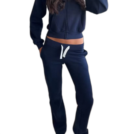 Mörkblå Lågmidjade mjukisbyxor