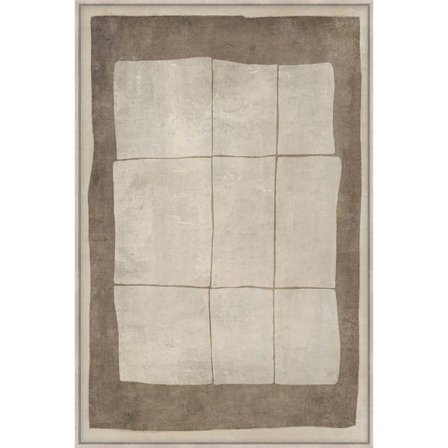 Neliönmuotoiset viivat -kanvastaulu, 80x120cm, beige/ruskea kehys