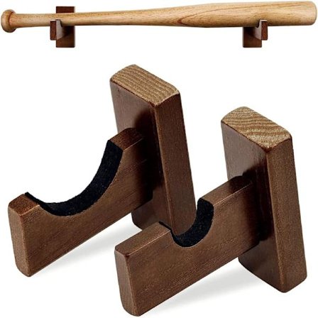 Baseball Bat Display Wall Mount, Softball Bat Rack til horisontal visning, massivt træ med blødt filt og skjulte skruer