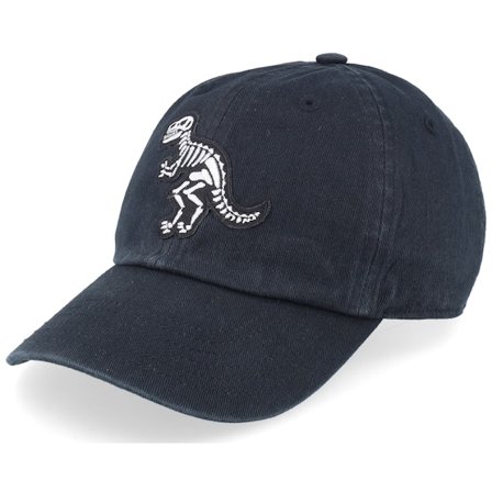 Kiddo Cap - Zwart unconstructed Cap - Kids T-rex Sceleton Patch Black Dad Cap @ Hatstore