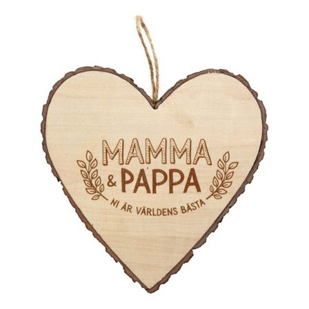 Hjärta i trä, Wooden heart, Mamma & Pappa