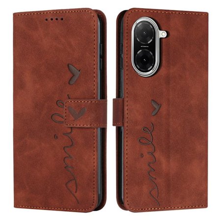 Redmi A5 4G / Poco C71 - Hjärtmönstrad Läderfodral med Lång Rem och Skinnkänsla