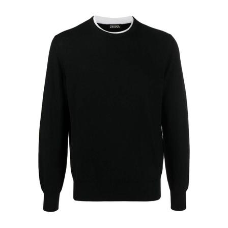 Z Zegna, Round-neck Knitwear Zwart, Heren, Maat:M