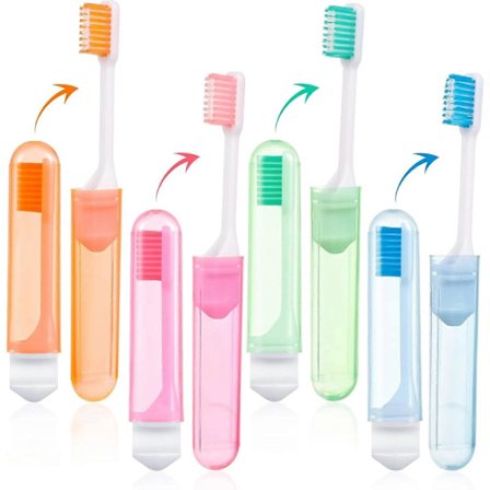 4 Stk. Bærbare Bløde Tandbørster Camping Tandbørste Rejse Tandbørste Foldbar Rejse Tandbørste til Voksne