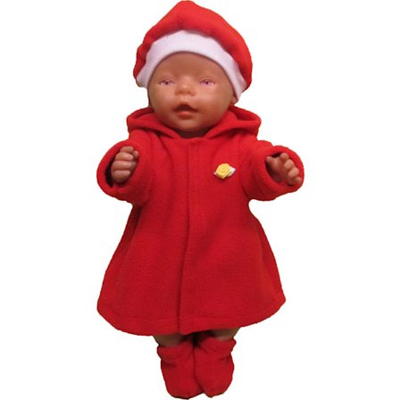 Kappa-set I röd fleece till Baby Born, dockkläder.