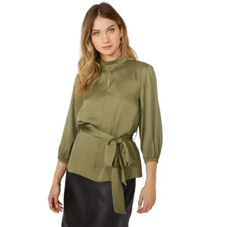 Principer Dam/dam Höghalsad Blus 16 Uk Khaki
