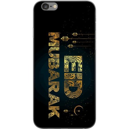 Yhteensopiva Puhelinkuori Apple iPhone 6 Plus Kultainen ramadan-aiheinen motiivi, jossa on koristeellista typografiaa, lyhtyjä, puolikuu ja tähtiä