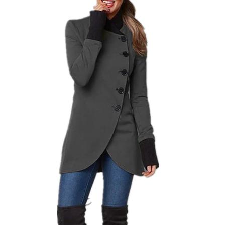 Spring Slim Elegant Fit Ytterkläder Dam Solid Grå Vit Singel