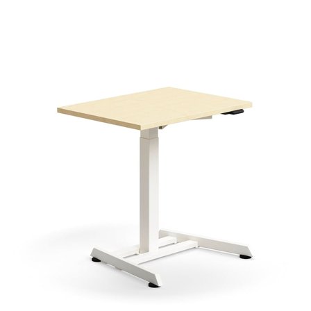 Skrivbord QBUS, höj- och sänkbart, 800x600 mm, vit, björk