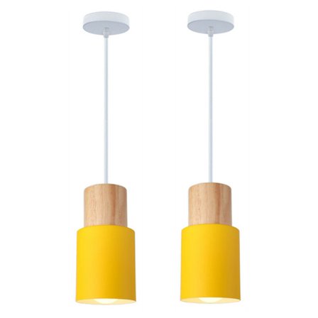 E27 Moderne Pendellampe Gul Justerbar Hengelampe Innendørs Lysekrone Armatur 2 stk