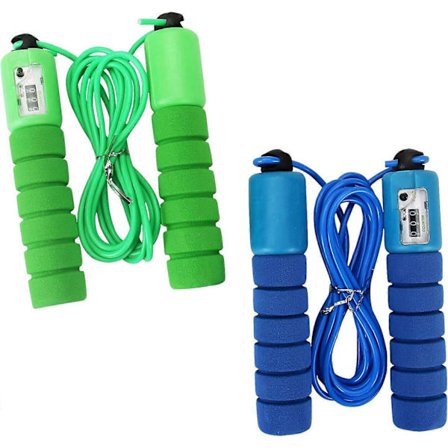 Børne sjippetov med tæller, justerbart sjippetov til børn - Grøn+blå