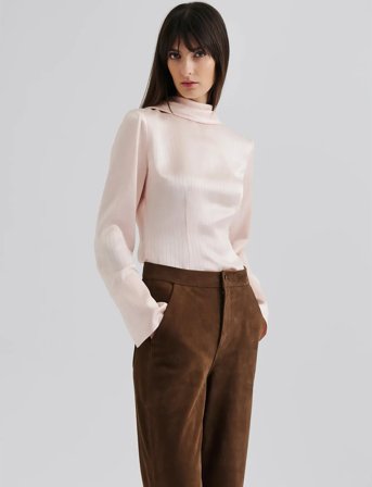 Malina Celene Tie Detailed Satin Blouse - Pink - 36