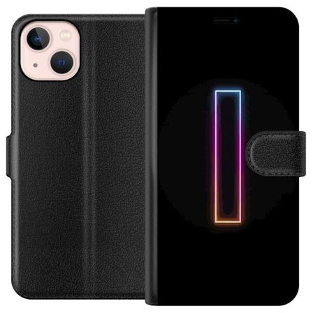 Kompatibel Tegnebogsetui til Apple Apple iPhone 13 Minimalistisk neonbogstav I i regnbuefarver mod mørk baggrund