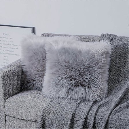 Harmaat 40 x 40 cm pehmeät tekoturkistyynynpäälliset, 2 kpl, kodin koristeelliset erittäin pehmeät muhkeat tyynyliinat sohvalle, sängylle, autoon