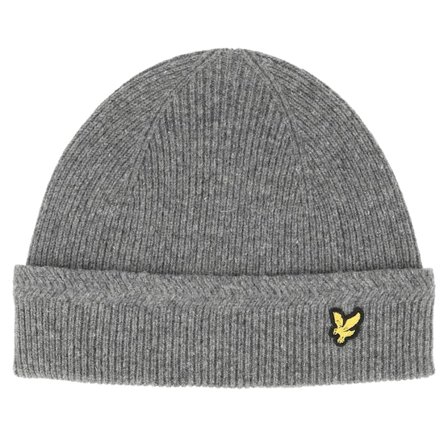 Lyle & Scott - Grijs cuff Beanie - Racked Rib Mid Grey Marl Beanie @ Hatstore