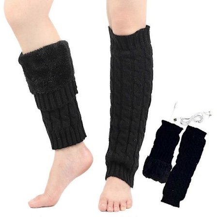 USB Opvarmede Benvarmere til Efterår Vinter Dobbelt Lag Strikkede Elektriske Termiske Sokker Benærmer