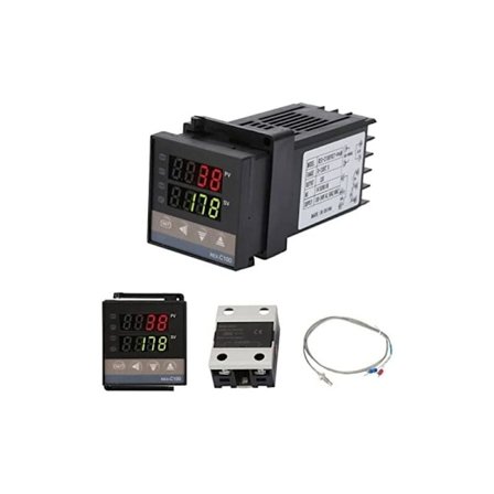 REX-C100 PID Temperaturregulator, Digital Termostat Kit AC110V-240V, 0°C-1300°C, LED Digital Regulator med Alarm