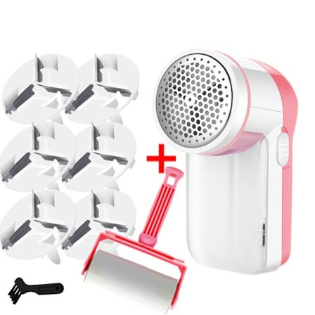 Uppladdningsbar Luddborttagare - Med 6 Extra Blad Och Luddrulle (Rosa/Vit)