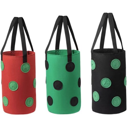 Dyrkeposer Grønnsak Jordbærpose Stoffpotter med 12 Plantehull og Håndtak 3 Gallon Dyrkepose for Planting Jordbær