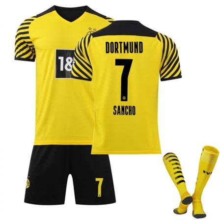 21-22 Uusi Dortmund Kotipaita Set Lapset Aikuiset Jalkapallo Jalkapallopaita Trainin Paita Puku No.7 SANCHO 24