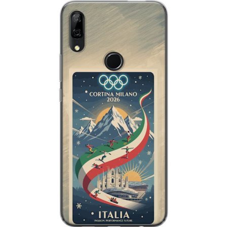 Kompatibel Mobilcover til Huawei P Smart Z Skitse med skiskytteudøver der sigter med riffel på en snebaner, teksten Milano Cortina 2026 og de olympisk