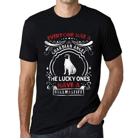 T-shirt herr Alla har en skyddsängel De som har tur har en bullmastiff – alla har en skyddsängel