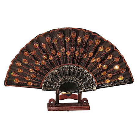 Vifte - Paljetter - Oransje - Påfugl med plastbunn