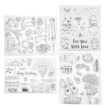 Klart dekorativt stämpelset med 4 återvunna papper för scrapbooking och handgjorda presenter