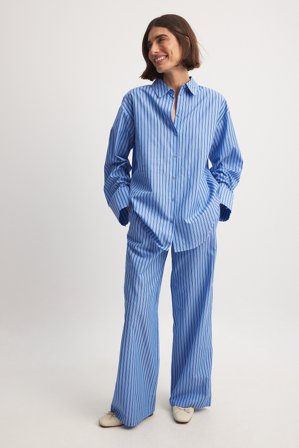 The Hanna Schönberg Edit Striped Elastic Mid Waist Trousers - Stribede bukser - Blå/Stribet - EU 32