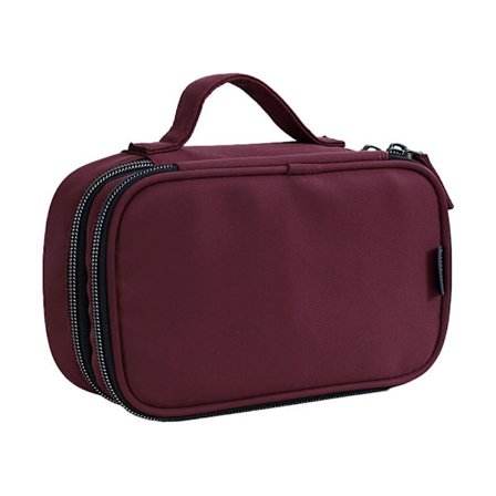 Stor Blyantveske Heavy Duty Stor Kapasitet Penneveske Vinrød