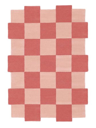Checkmate 250X350 Grand Rose/Rose Clair Carreaux Tapis De Laine