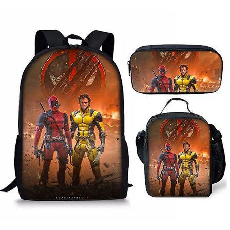 Deadpool & Wolverine Tredelt Elev Rygsæk Sæt (Rygsæk + Madpose + Blyantsæske)_04