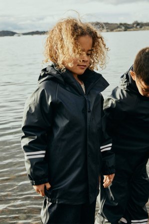 Kappahl | Fleecefôret regnjakke Kaxs Mørkeblå 74/80 | Mørkeblå