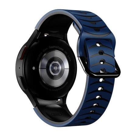 Samsung Galaxy Watch 5 / 5 Pro / 4 klockarmband i silikon med böjd linje - Mörkblå / Svart Blå