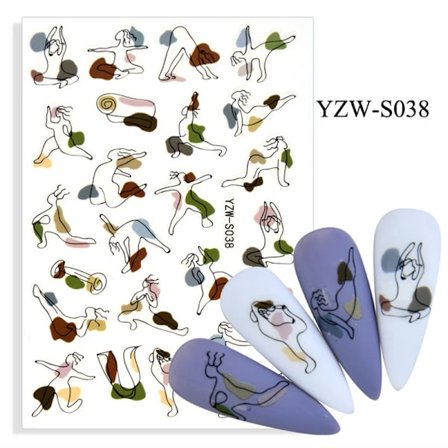 Nye 21 stiler forskjellige mønstre negleklistremerker enkelt ansiktsdesign blomsterblad geometrisk manikyr skyveknapp vann dekorativt klistremerke