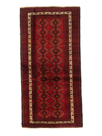 Belutsch Teppich 105X205 Schwarz/Dunkelrot Wolle, Persien