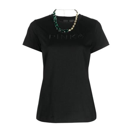 Pinko, T-Shirts Zwart, Dames, Maat:S