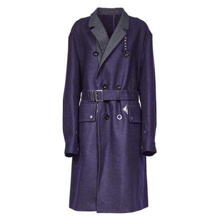 Sacai Double-Breasted Coats Blå, Dame Uldfrakker